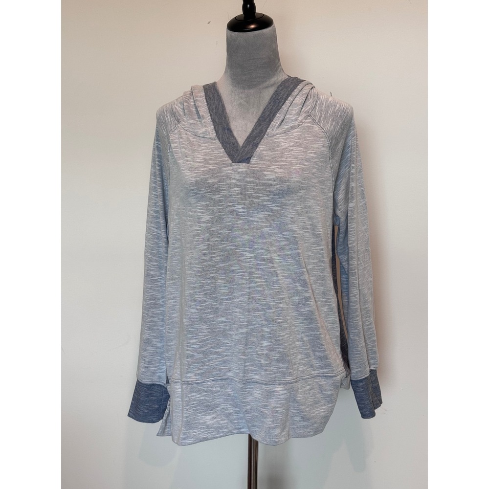 Danskin Now Womens XL Blue Space Dye V-Neck Lightweight Pullover Hoodie